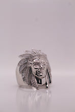 Chief Head Ring with CZ Accents-Silver-Tone