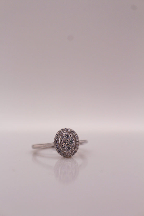 Dazzling Oval Halo Cluster Ring