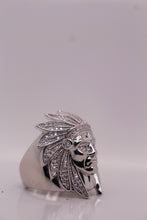 Chief Head Ring with CZ Accents-Silver-Tone