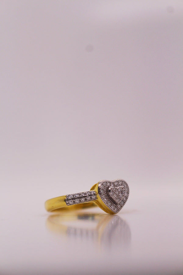 Elegant Heart-Shaped Gold Ring with Diamond Accents