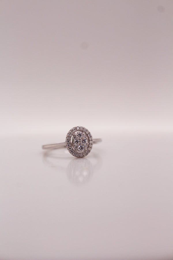 Dazzling Oval Halo Cluster Ring