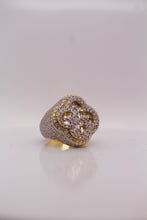 Luxury Quatrefoil Statement Ring - Two-Tone Pave Crystal Elegance