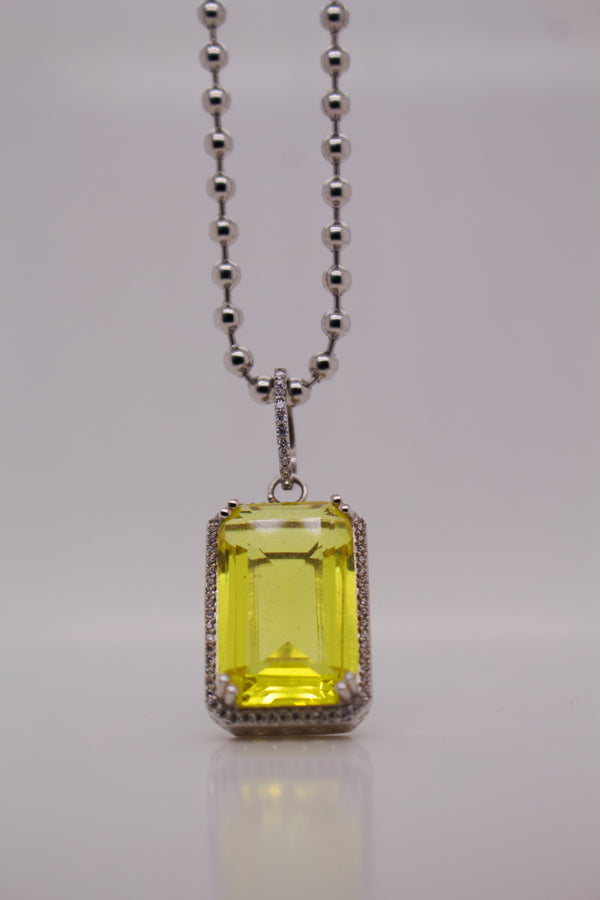 DAZZLING YELLOW GEM PENDANT NECKLACE