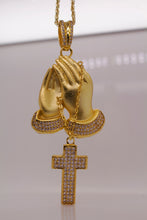 ICED OUT PRAYING HANDS & CROSS PENDANT