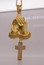 ICED OUT PRAYING HANDS & CROSS PENDANT