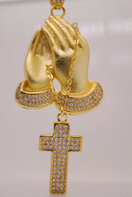 ICED OUT PRAYING HANDS & CROSS PENDANT