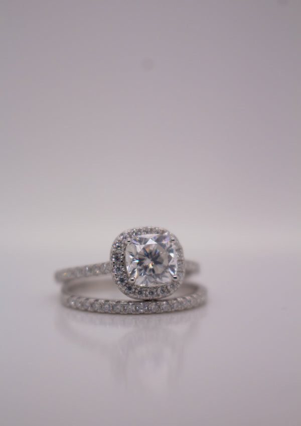 Classic Halo Engagement Ring Set