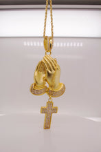 ICED OUT PRAYING HANDS & CROSS PENDANT