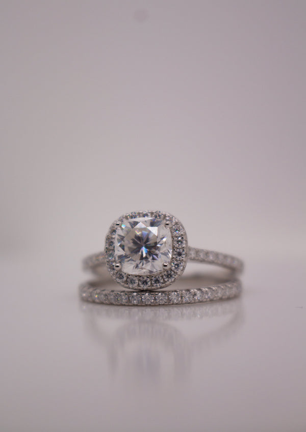 Classic Halo Engagement Ring Set