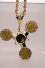 SPINNING GOLD GLITTER PENDANT NECKLACE