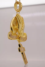 ICED OUT PRAYING HANDS & CROSS PENDANT