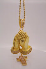 ICED OUT PRAYING HANDS & CROSS PENDANT