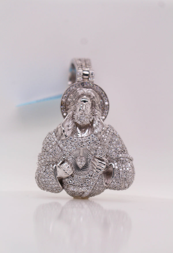 Sacred Heart 'Iced Out' Jesus Pendant