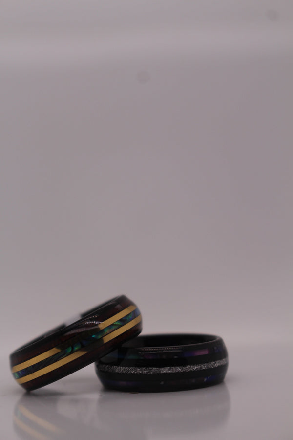 The Meteorite & Abalone Inlay Rings