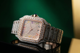 Cartier-Style Moissanite Iced-Out Luxury Watch