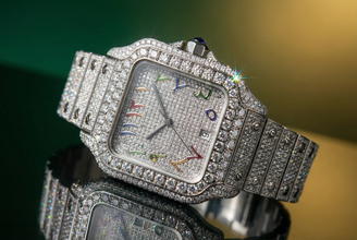 Cartier-Style Moissanite Iced-Out Luxury Watch