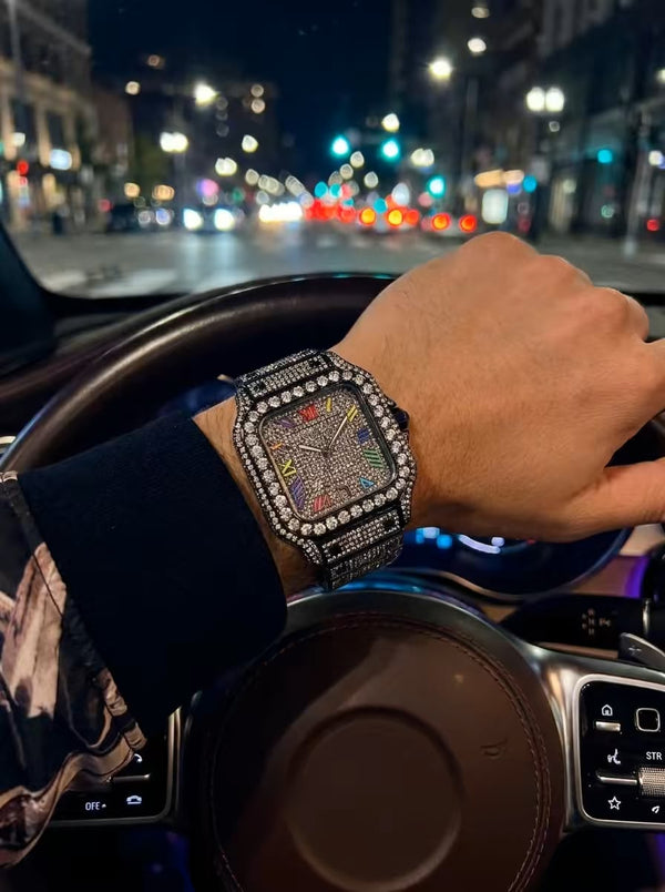 Cartier-Style Moissanite Iced-Out Luxury Watch