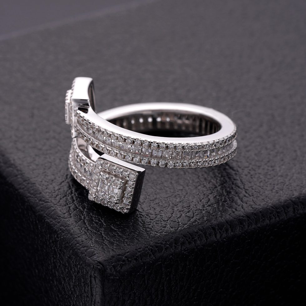 925 MOISSANITE RHODIUM ICED OUT RING | SMLRR7003