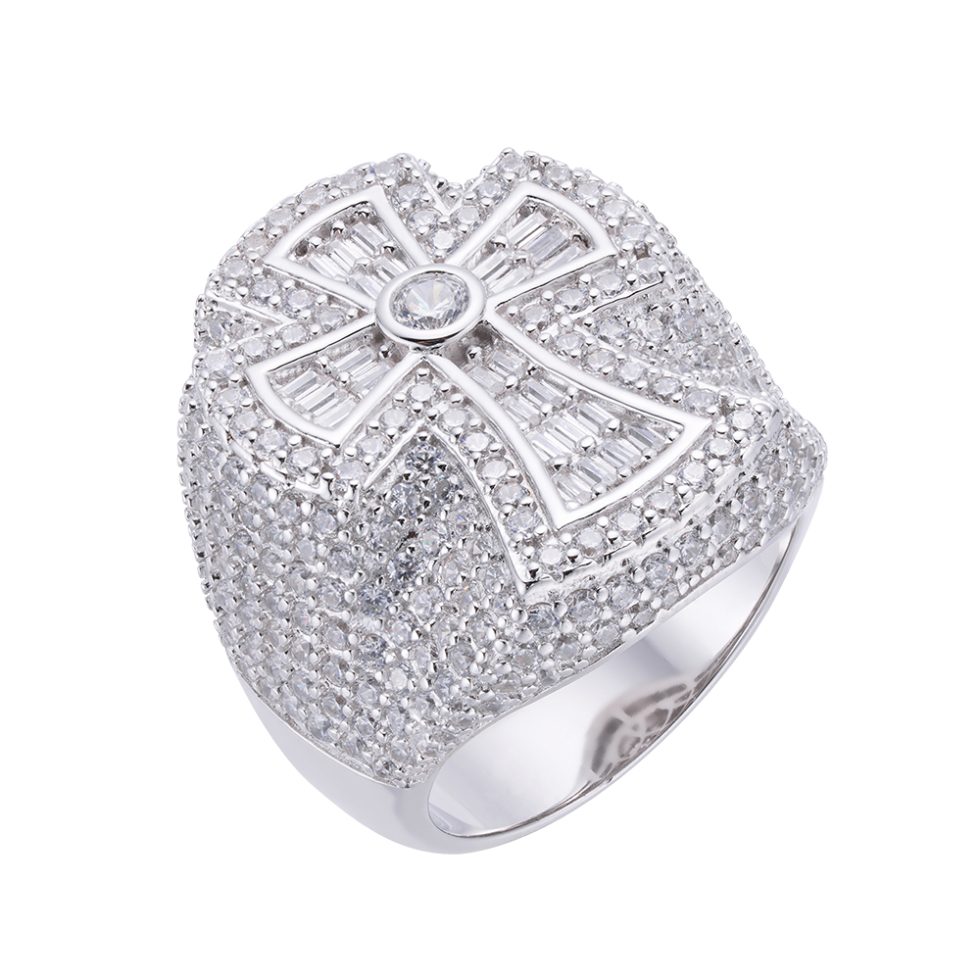 925 MOISSANITE RHODIUM ICED OUT RING | SMRR7003