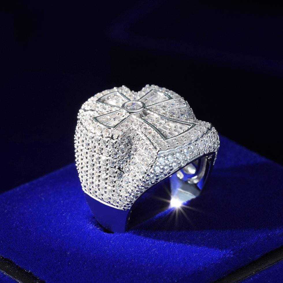 925 MOISSANITE RHODIUM ICED OUT RING | SMRR7003