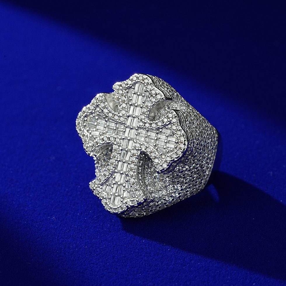 925 MOISSANITE RHODIUM ICED OUT RING | SMRR7004