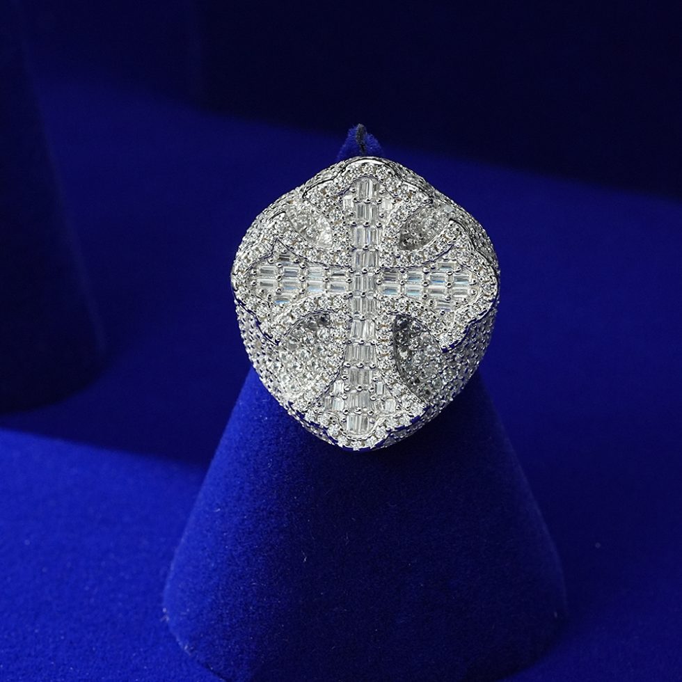 925 MOISSANITE RHODIUM ICED OUT RING | SMRR7004